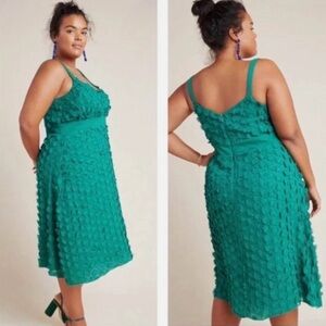 Eva Franco 3D Floral Green Midi Dress